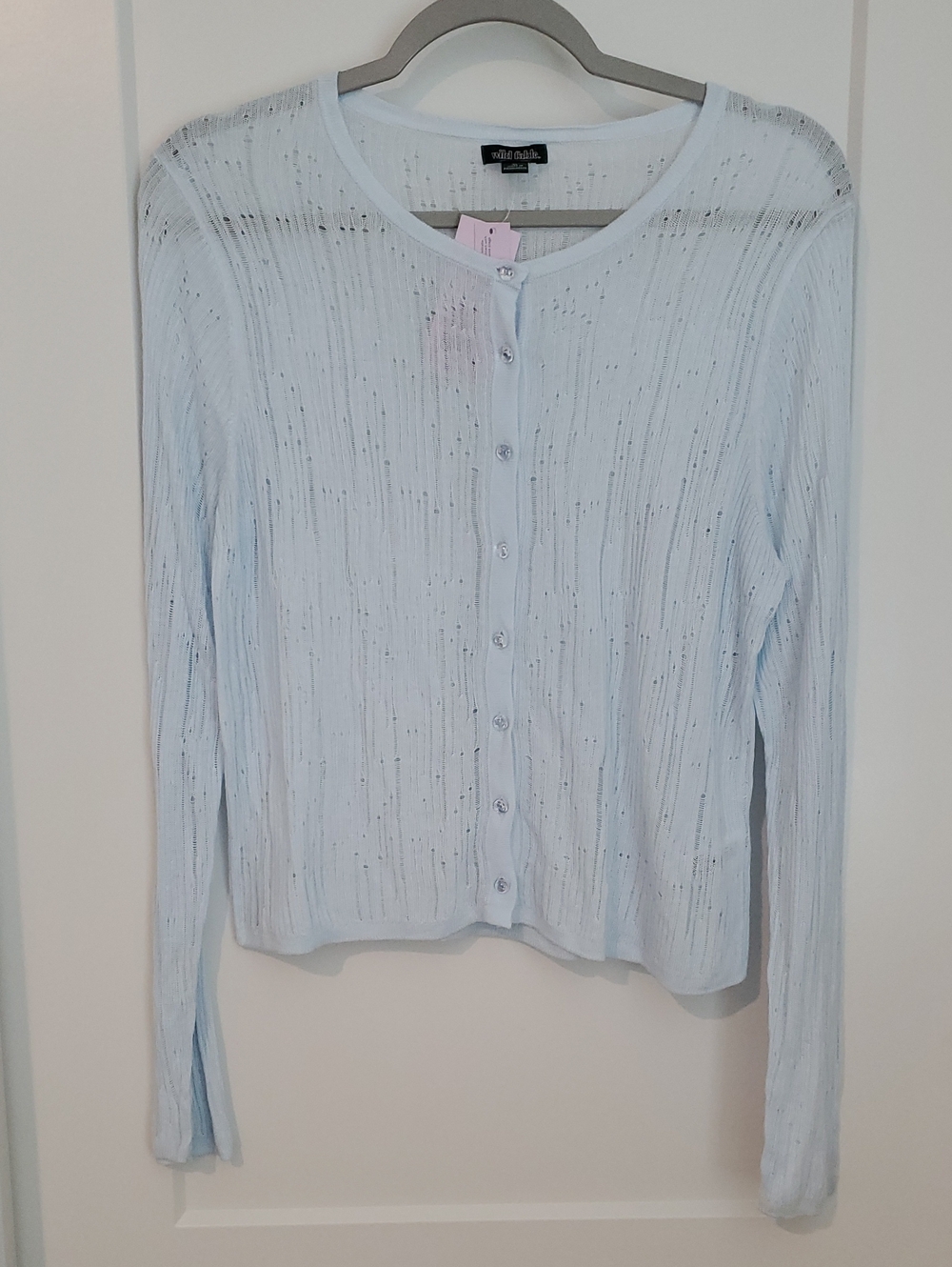 Wild Fable light blue openwork knit button-front cardigan NEW Large